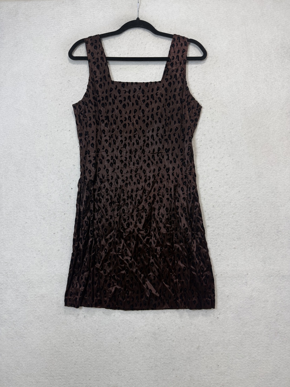 VTG City Triangles Dress Juniors 11 Brown Velvet Leopard Square Neck Mini Tank